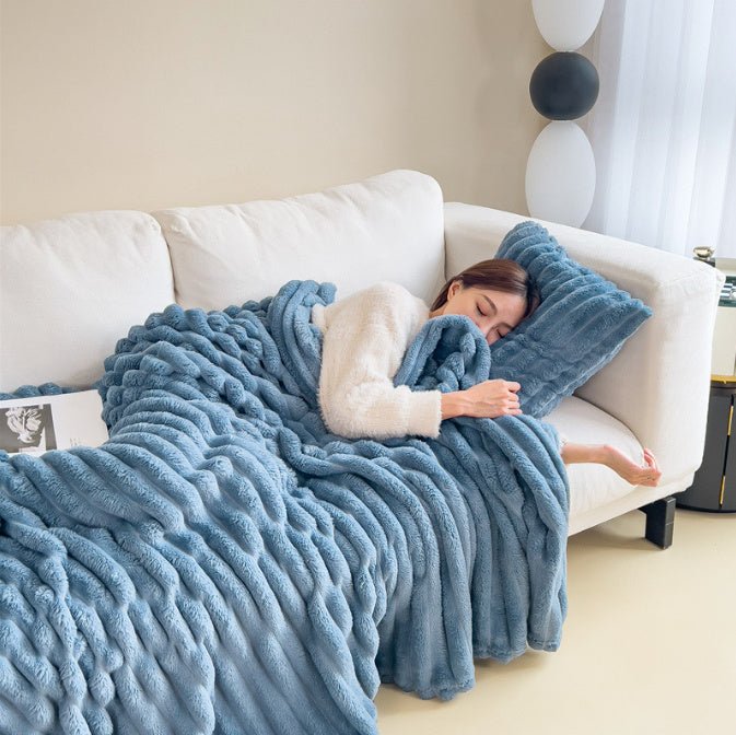 Luxury Rabbit Fur Blanket – Double - Sided Velvet & Ultra - Warm - AmiraMart