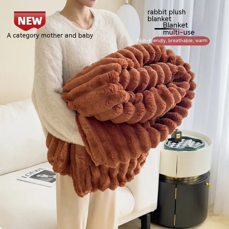 Luxury Rabbit Fur Blanket – Double - Sided Velvet & Ultra - Warm - AmiraMart