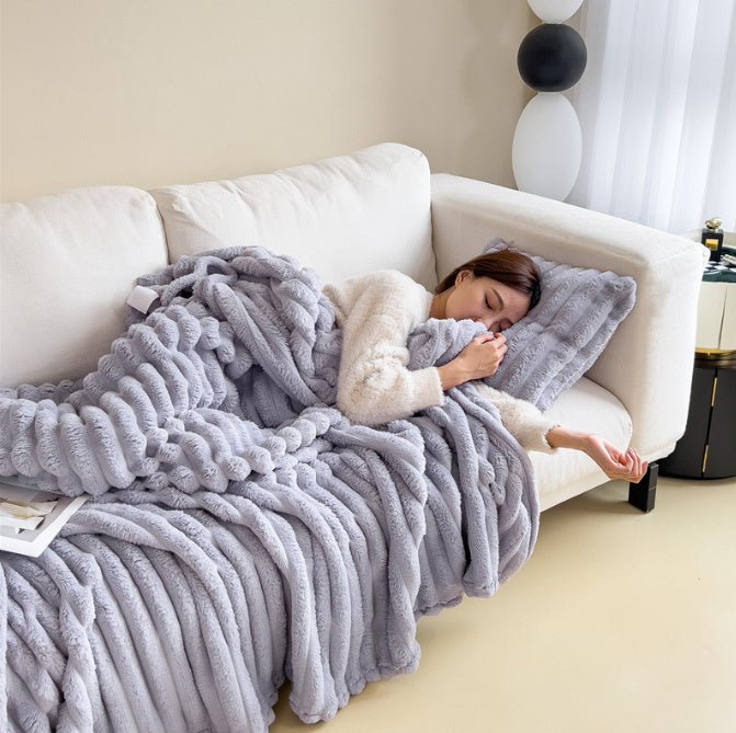 Luxury Rabbit Fur Blanket – Double - Sided Velvet & Ultra - Warm - AmiraMart