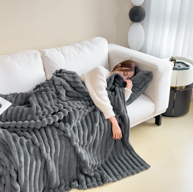 Luxury Rabbit Fur Blanket – Double - Sided Velvet & Ultra - Warm - AmiraMart