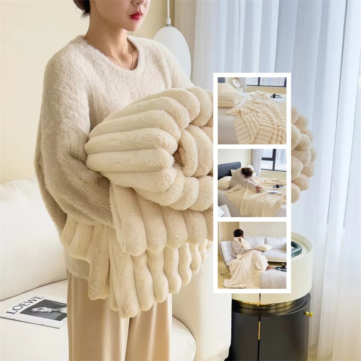 Luxury Rabbit Fur Blanket – Double - Sided Velvet & Ultra - Warm - AmiraMart