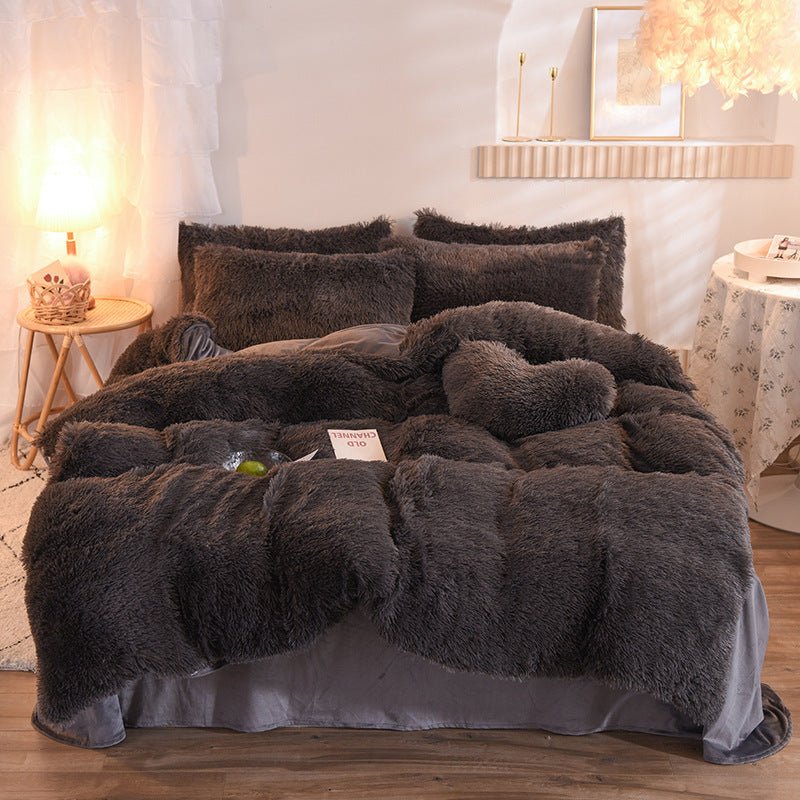 Luxury Thick Fleece Duvet Cover Queen King Winter Warm Bed Quilt Cover Pillowcase Fluffy Plush Shaggy Bedclothes Bedding Set