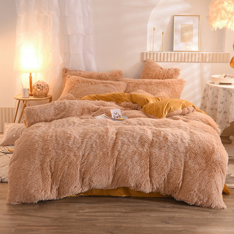 Luxury Thick Fleece Duvet Cover Queen King Winter Warm Bed Quilt Cover Pillowcase Fluffy Plush Shaggy Bedclothes Bedding Set