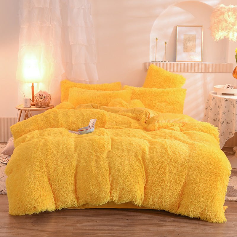 Luxury Thick Fleece Duvet Cover Queen King Winter Warm Bed Quilt Cover Pillowcase Fluffy Plush Shaggy Bedclothes Bedding Set