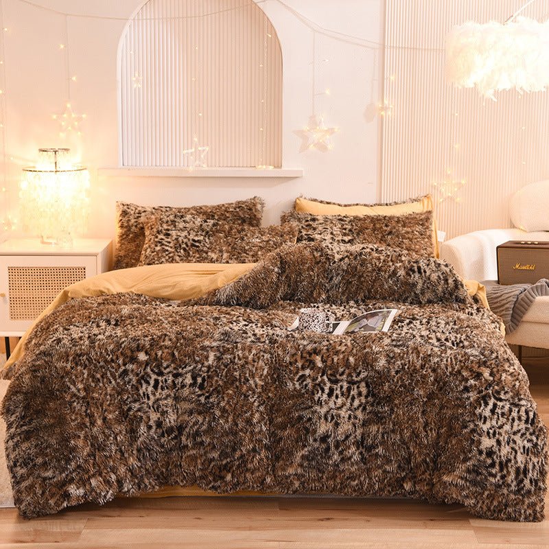 Luxury Thick Fleece Duvet Cover Queen King Winter Warm Bed Quilt Cover Pillowcase Fluffy Plush Shaggy Bedclothes Bedding Set