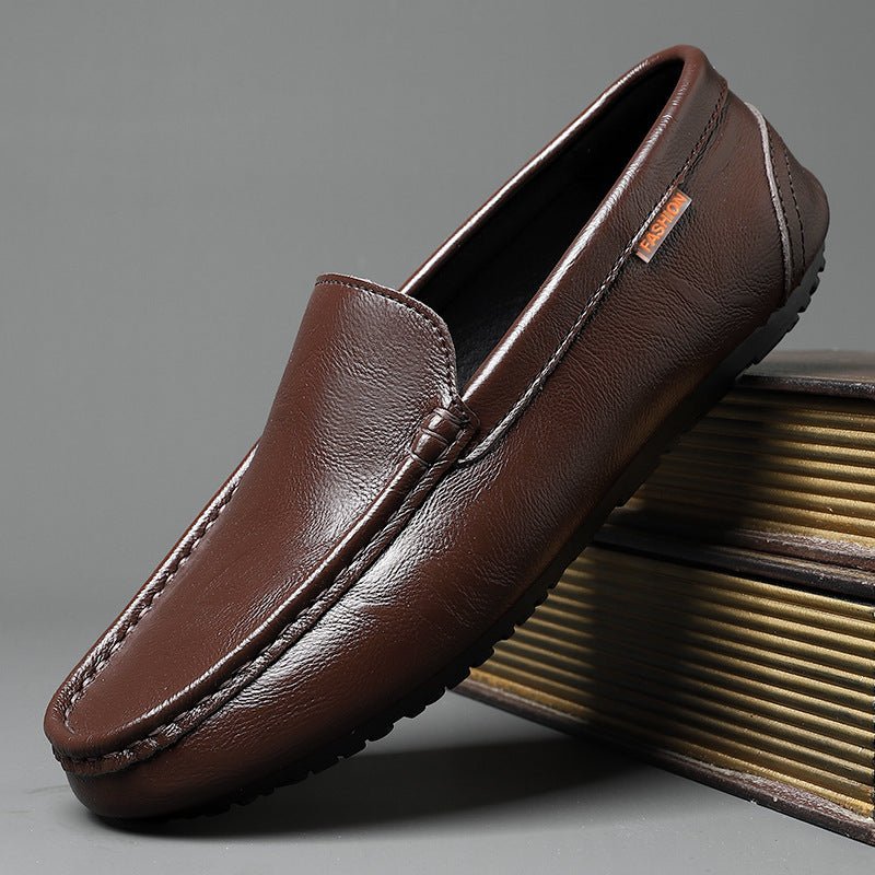 Male Slip - on Casual Leather Shoes - AmiraMart