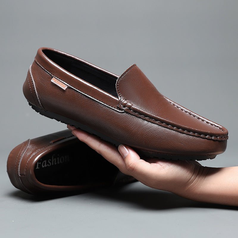 Male Slip - on Casual Leather Shoes - AmiraMart