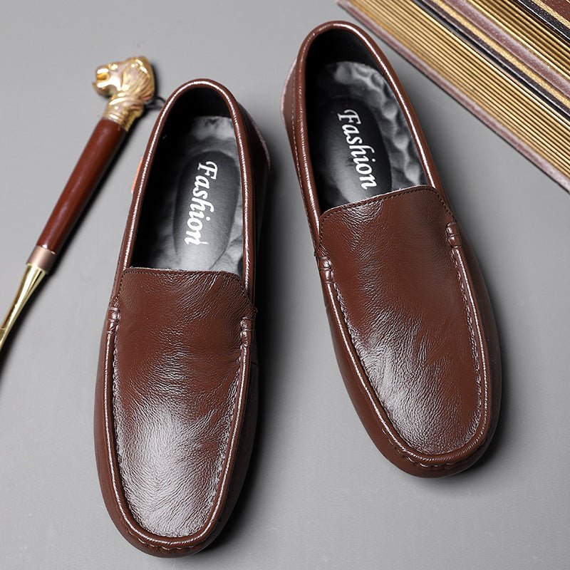 Male Slip - on Casual Leather Shoes - AmiraMart