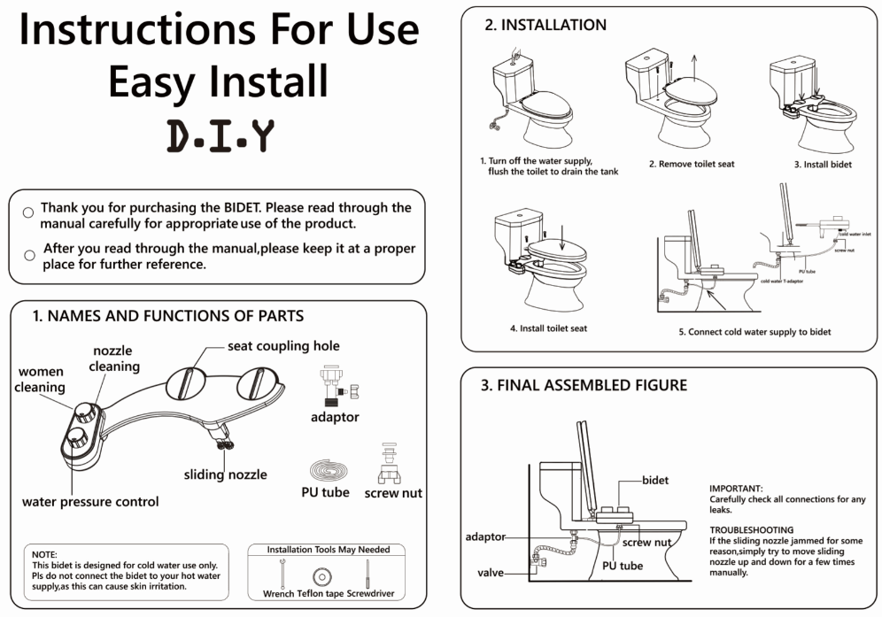 Manually Adjustable Bidet And Mechanical Bidet - AmiraMart