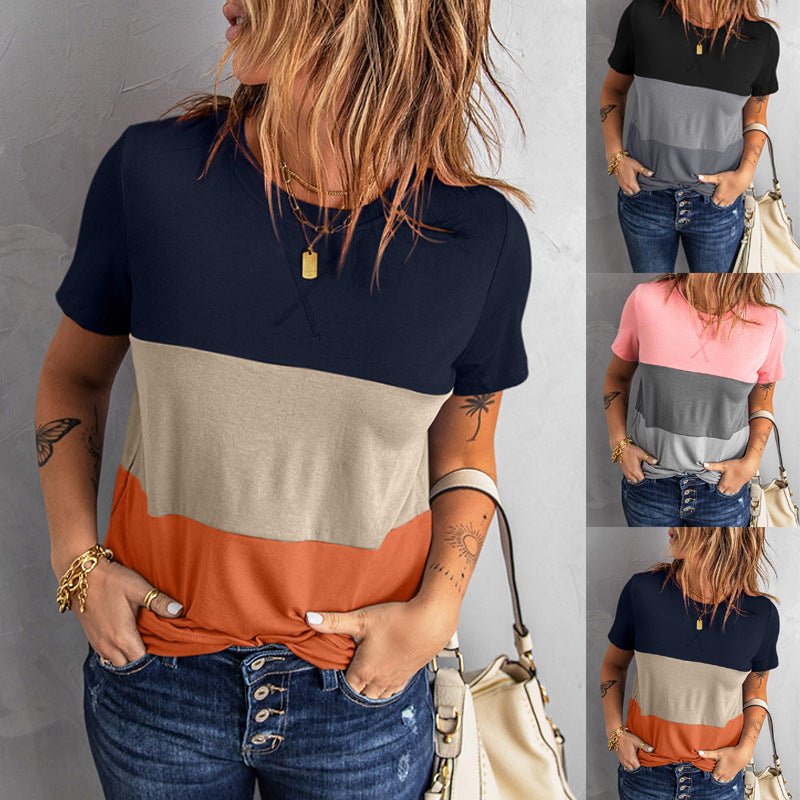 Match Color Short - Sleeved T-shirt - AmiraMart
