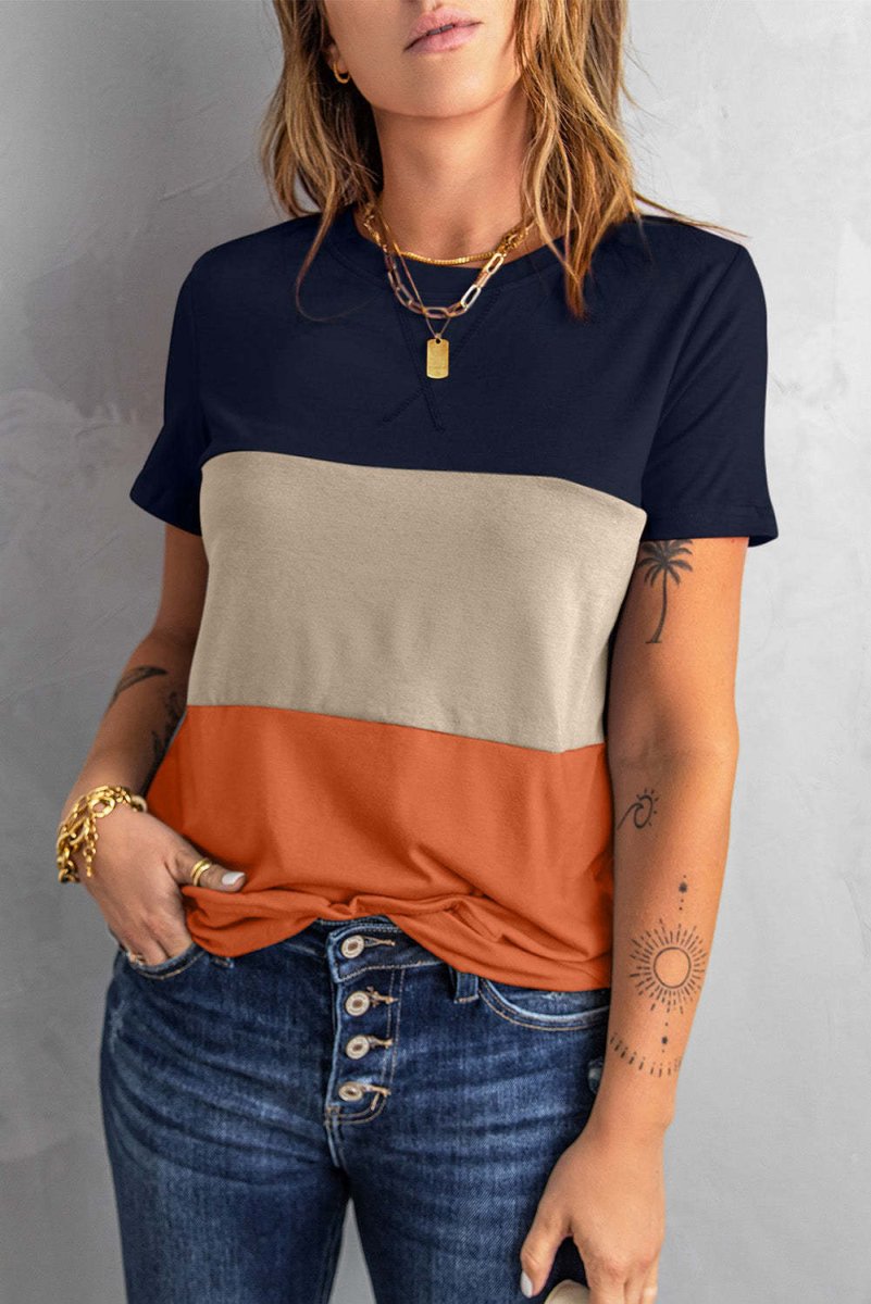 Match Color Short - Sleeved T-shirt - AmiraMart