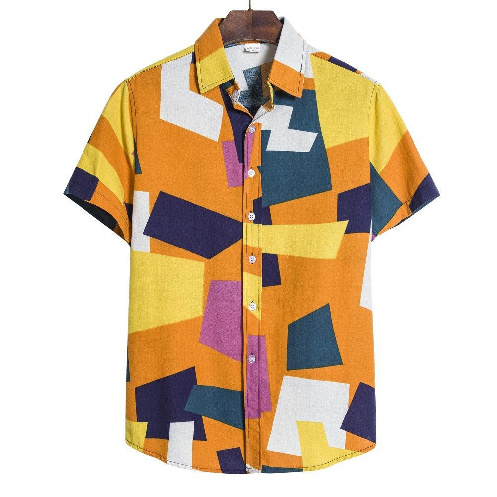 Men s Geometric Print Shirt - AmiraMart