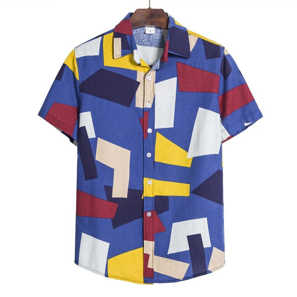 Men s Geometric Print Shirt - AmiraMart