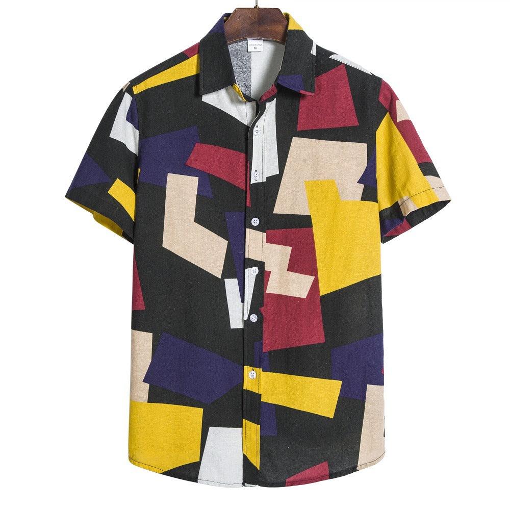 Men s Geometric Print Shirt - AmiraMart