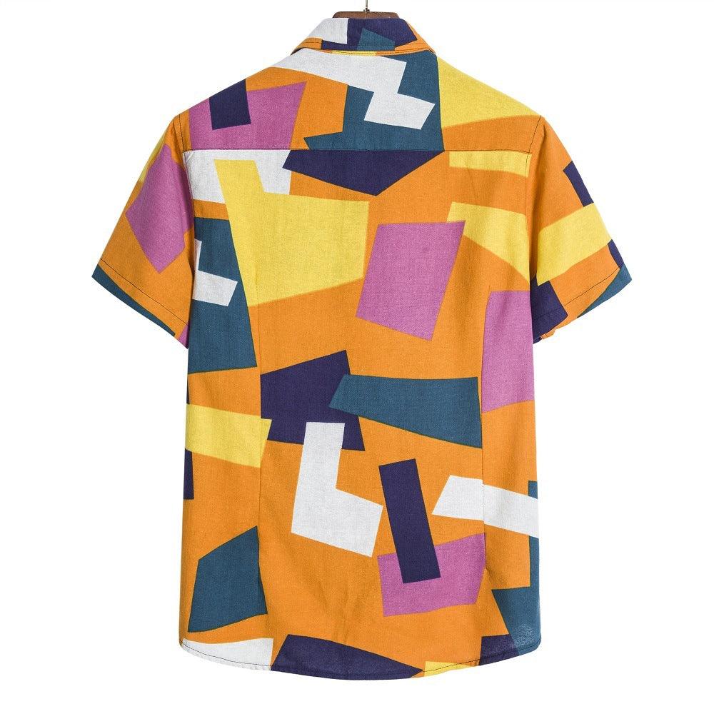 Men s Geometric Print Shirt - AmiraMart
