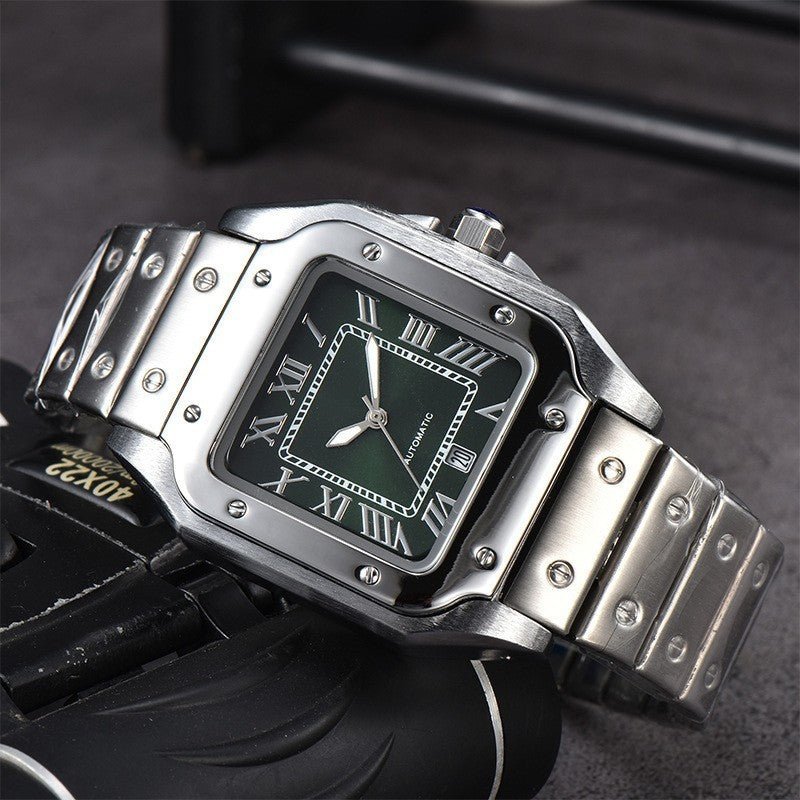 Men's 3 - pin Quartz Square All - steel Watch - AmiraMart