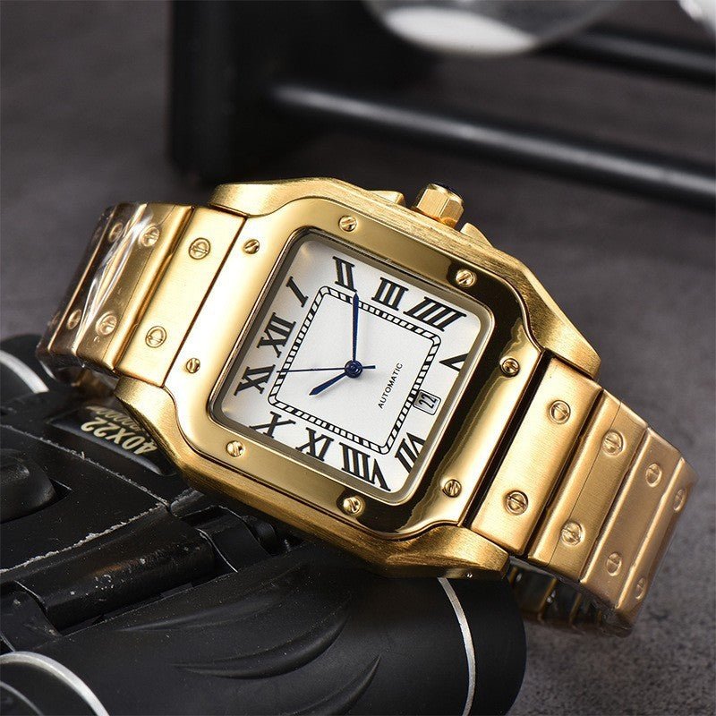 Men's 3 - pin Quartz Square All - steel Watch - AmiraMart