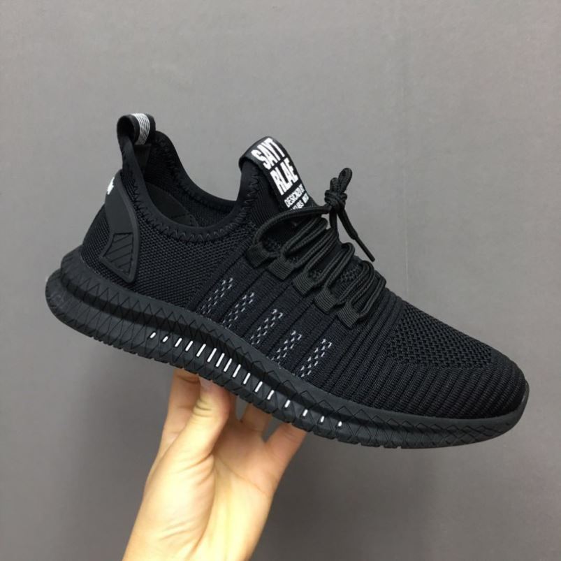 Men’s All - Black Work Shoes – Breathable & Lightweight - AmiraMart