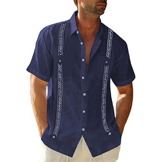 Men's Casual Guayabera Cuban Shirt - AmiraMart