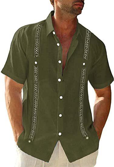 Men's Casual Guayabera Cuban Shirt - AmiraMart