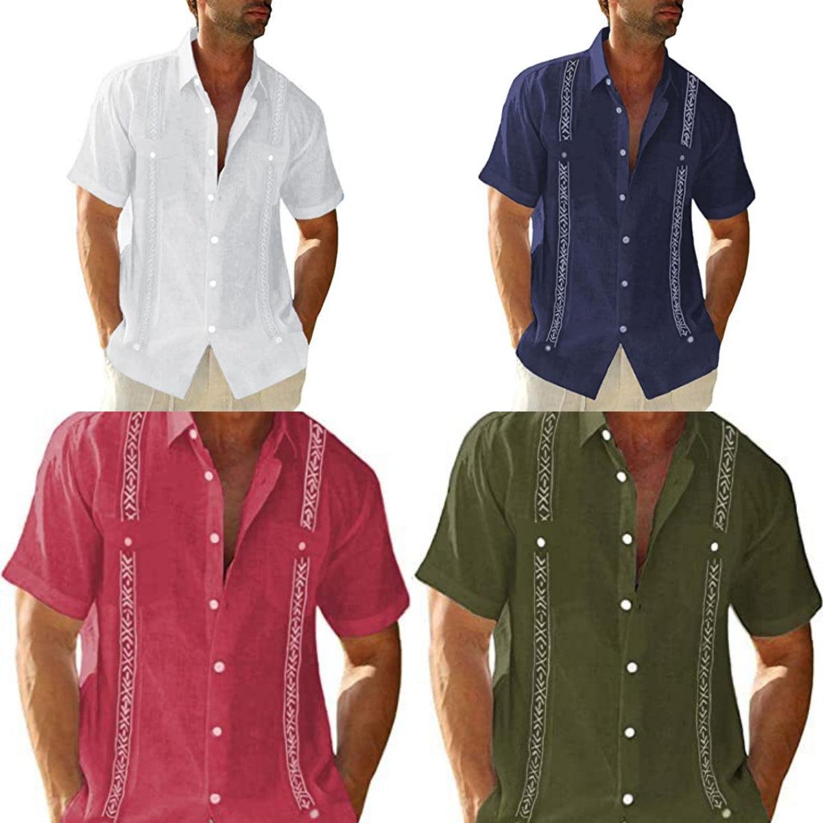 Men's Casual Guayabera Cuban Shirt - AmiraMart
