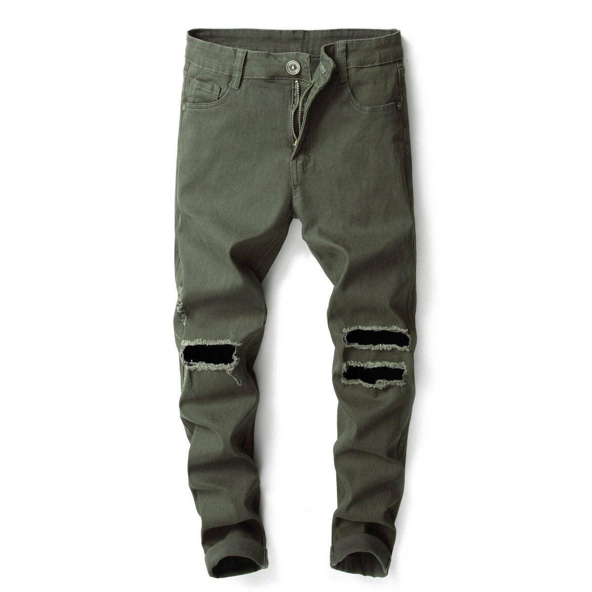 Men's Casual Pants Large Ripped Slim Fit - AmiraMart