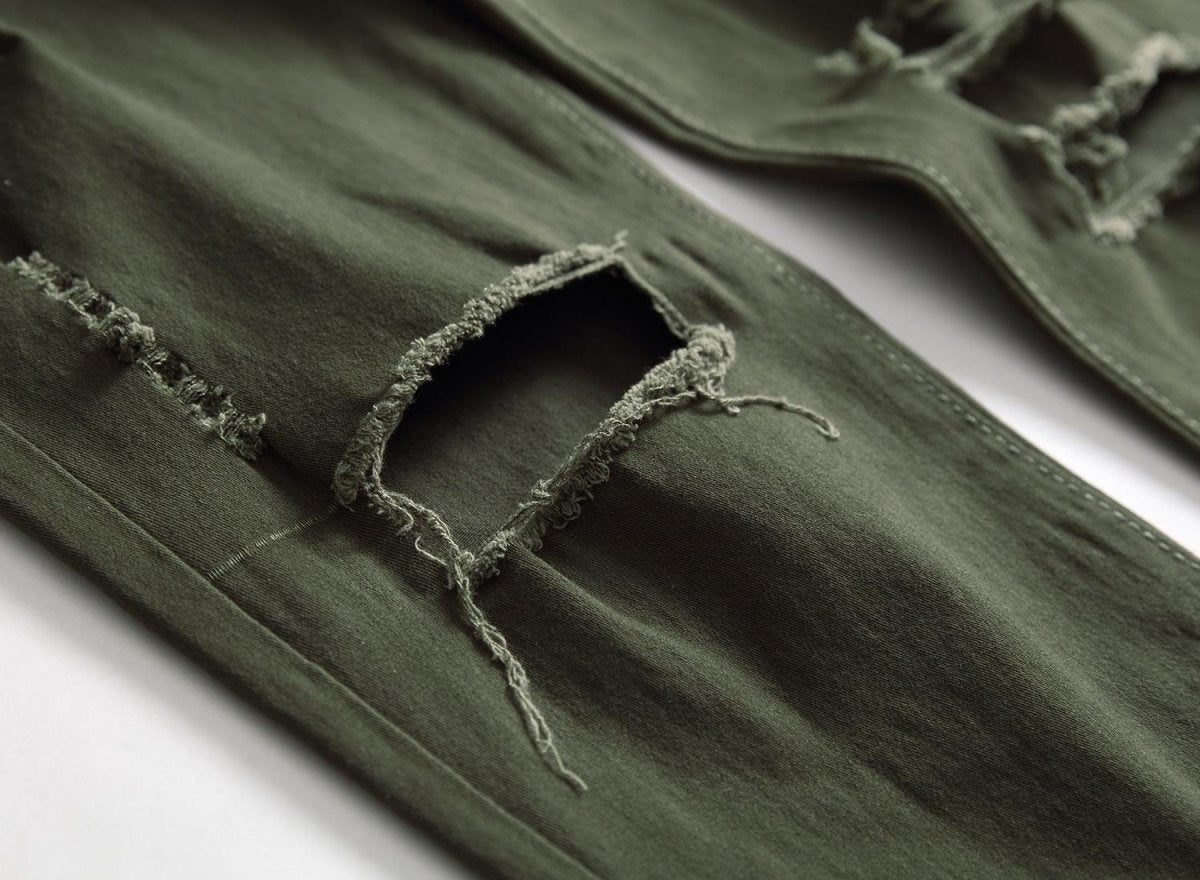 Men's Casual Pants Large Ripped Slim Fit - AmiraMart