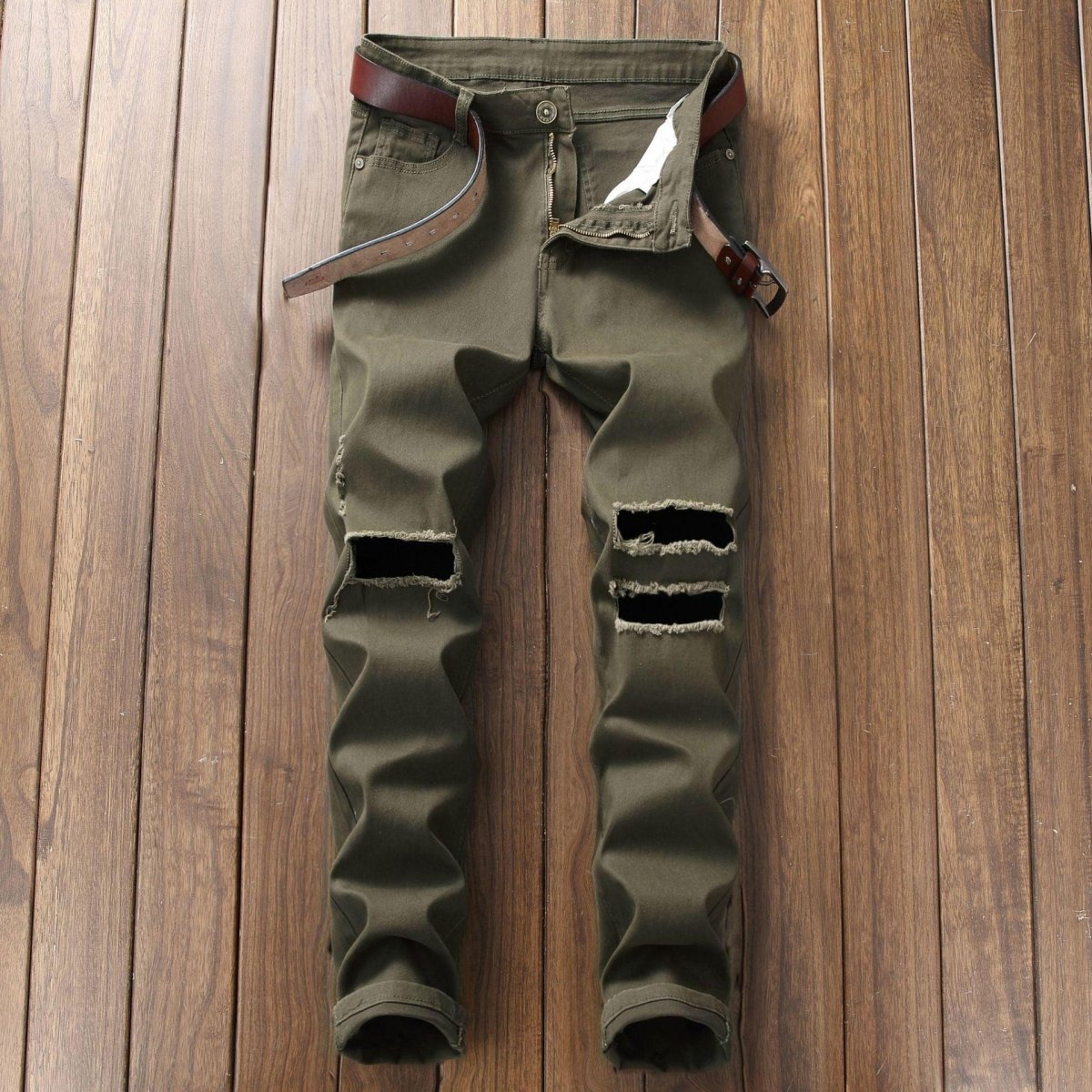 Men's Casual Pants Large Ripped Slim Fit - AmiraMart