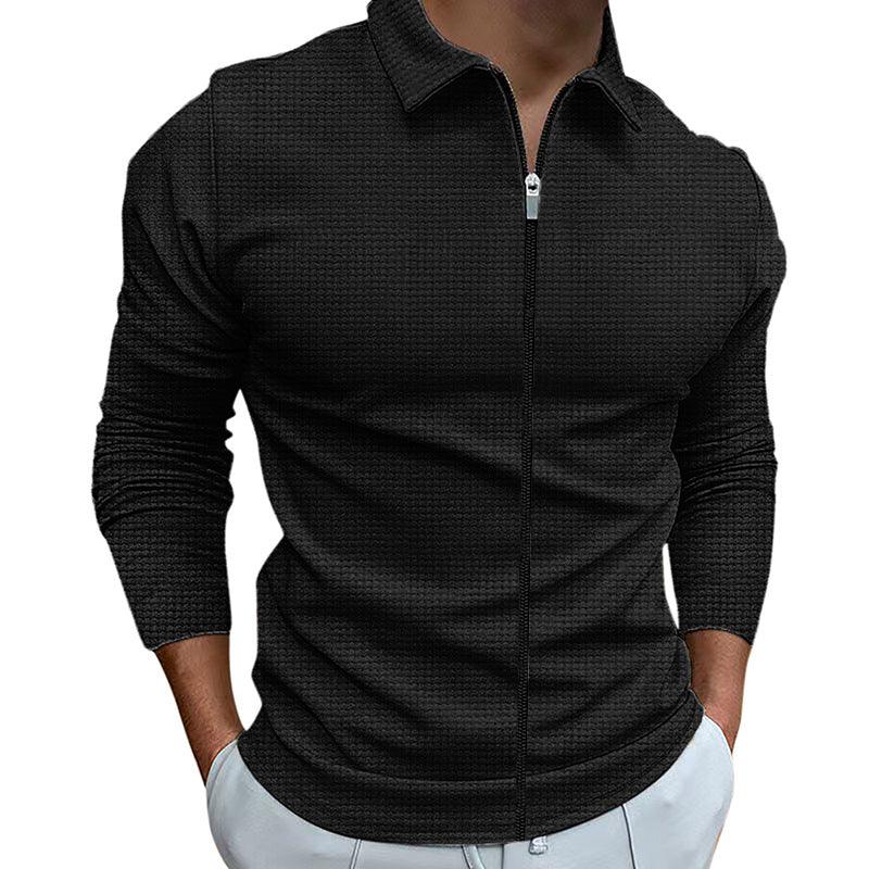 Men's Clothing Waffle Style Zipped Lapel Jacket - AmiraMart