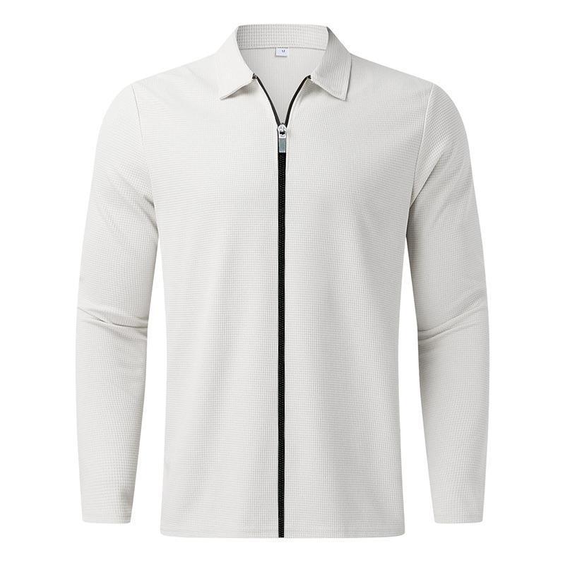Men's Clothing Waffle Style Zipped Lapel Jacket - AmiraMart