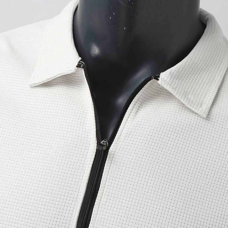 Men's Clothing Waffle Style Zipped Lapel Jacket - AmiraMart