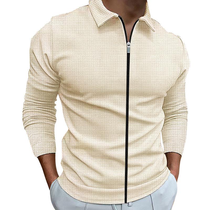 Men's Clothing Waffle Style Zipped Lapel Jacket - AmiraMart