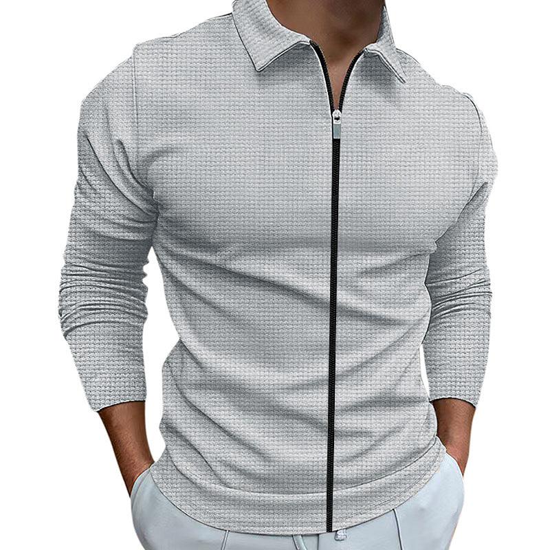 Men's Clothing Waffle Style Zipped Lapel Jacket - AmiraMart