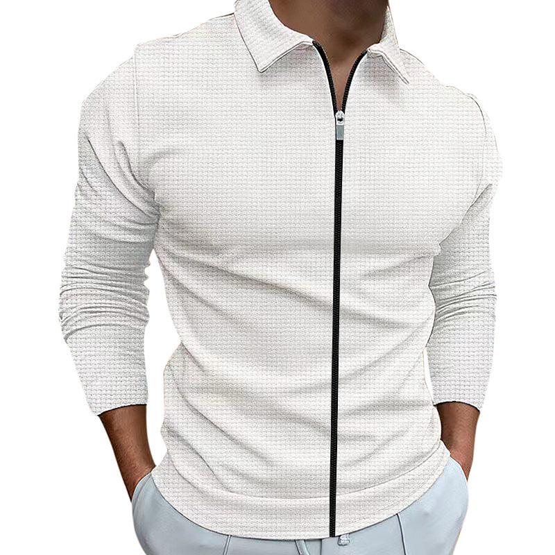 Men's Clothing Waffle Style Zipped Lapel Jacket - AmiraMart