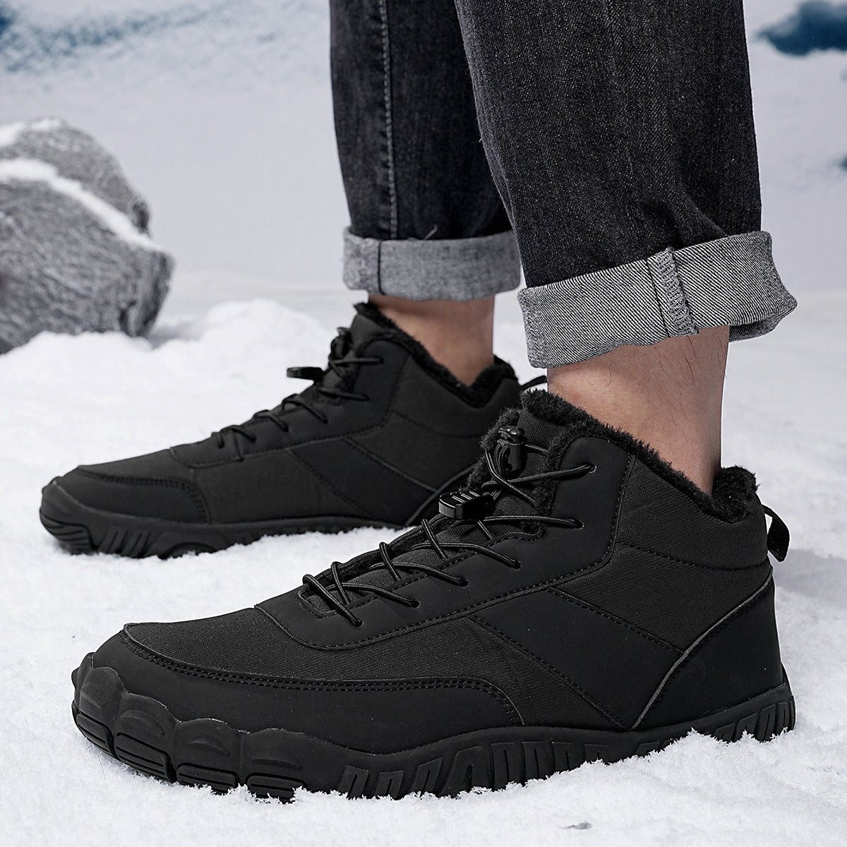 Men's Five - Finger Cotton - Padded Hiking Snow Boots - AmiraMart