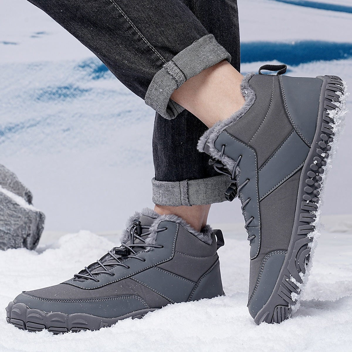 Men's Five - Finger Cotton - Padded Hiking Snow Boots - AmiraMart