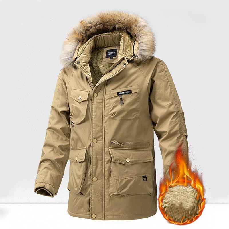 Men's Hooded Warm Big Collar Coat - AmiraMart