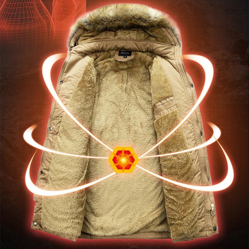 Men's Hooded Warm Big Collar Coat - AmiraMart