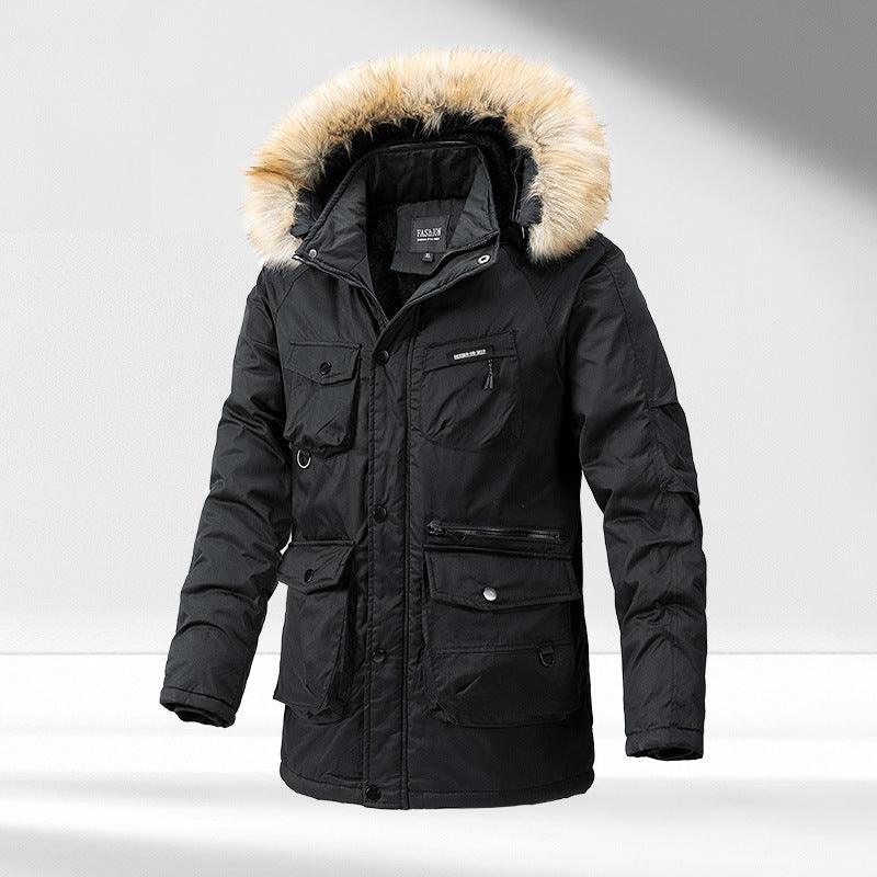 Men's Hooded Warm Big Collar Coat - AmiraMart