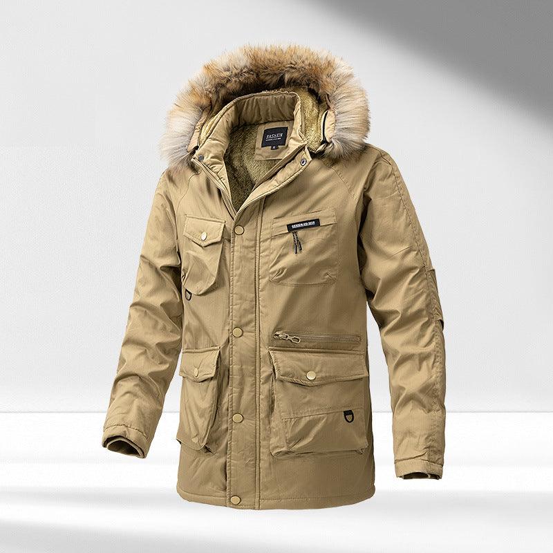 Men's Hooded Warm Big Collar Coat - AmiraMart