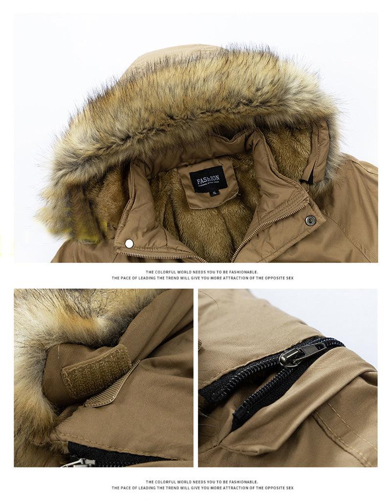 Men's Hooded Warm Big Collar Coat - AmiraMart