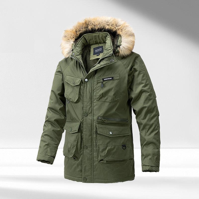 Men's Hooded Warm Big Collar Coat - AmiraMart