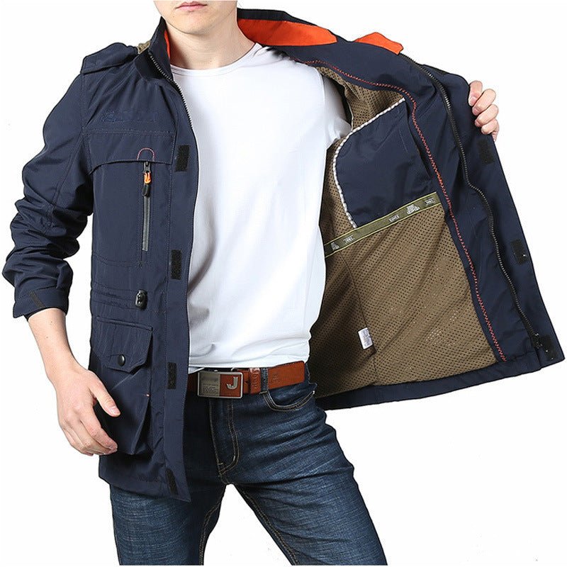 Men's Medium To Long Casual Outdoor Hooded Plus Size Jacket - AmiraMart