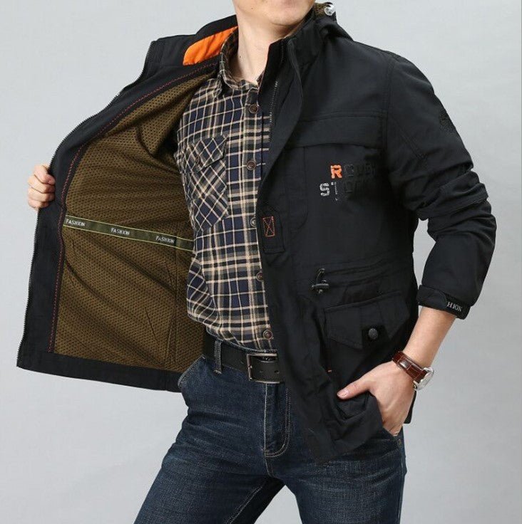 Men's Medium To Long Casual Outdoor Hooded Plus Size Jacket - AmiraMart