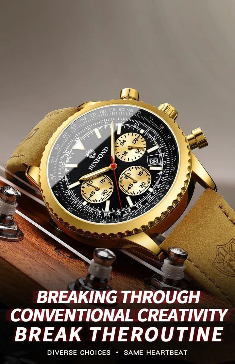 Men's Multi - functional Ultra - thin Business Style Leather Belt Waterproof Watch - AmiraMart