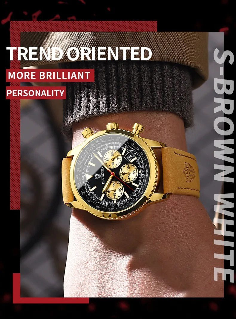 Men's Multi - functional Ultra - thin Business Style Leather Belt Waterproof Watch - AmiraMart