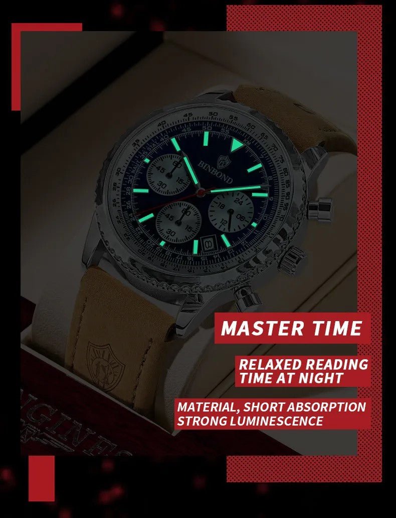 Men's Multi - functional Ultra - thin Business Style Leather Belt Waterproof Watch - AmiraMart