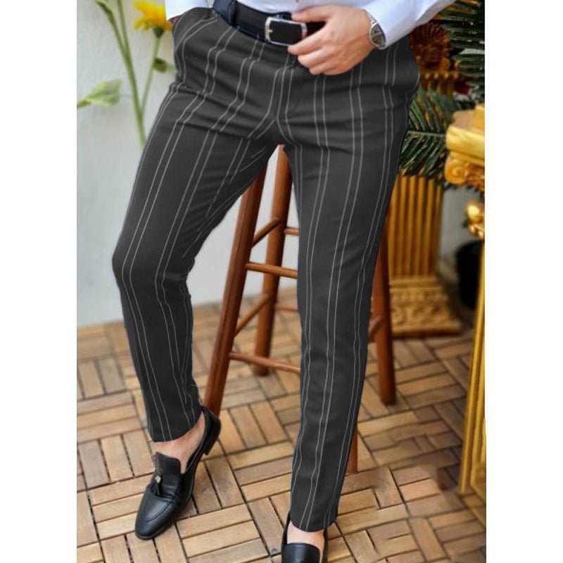 Men's Pair Of Striped Straight Leg Pants - AmiraMart