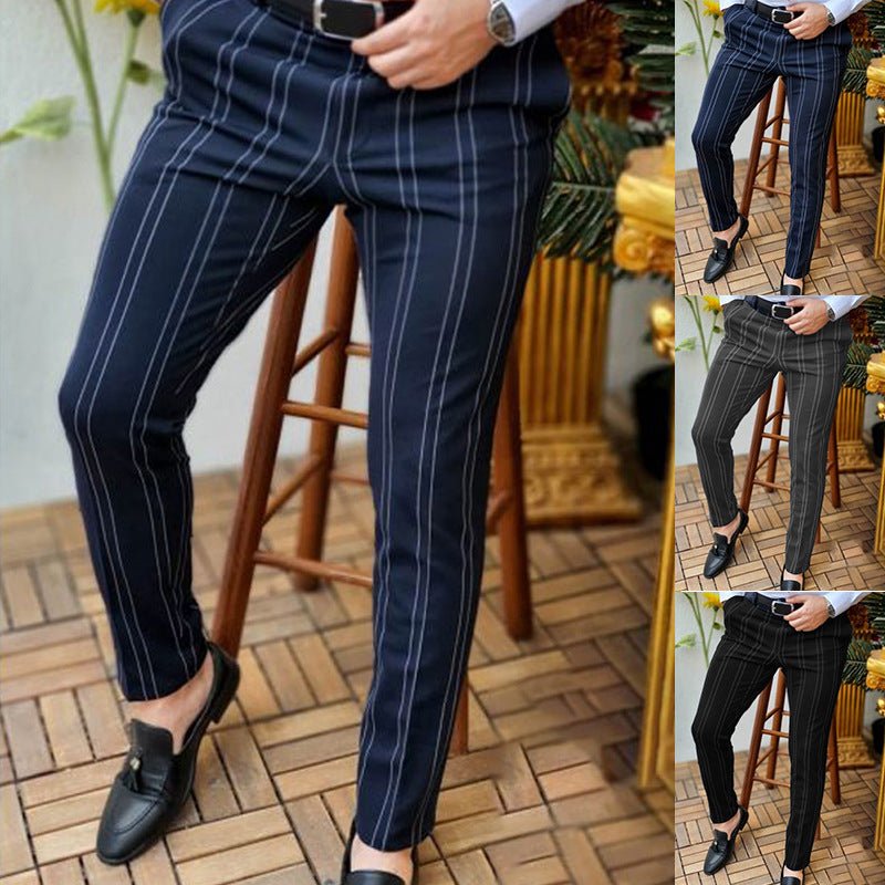 Men's Pair Of Striped Straight Leg Pants - AmiraMart