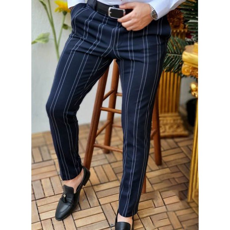 Men's Pair Of Striped Straight Leg Pants - AmiraMart